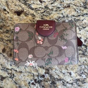 Coach Tan and Pink Floral Women's Wallet
